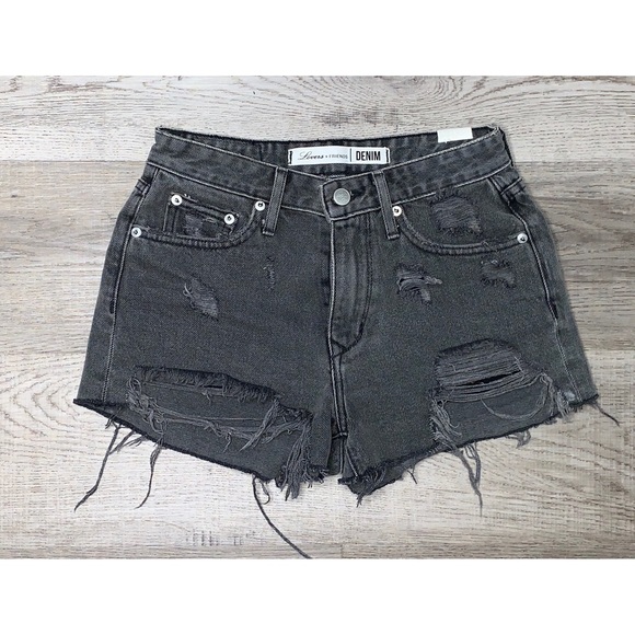 Lovers + Friends Denim - Lovers + Friends High Rise Distressed Gray Shorts
